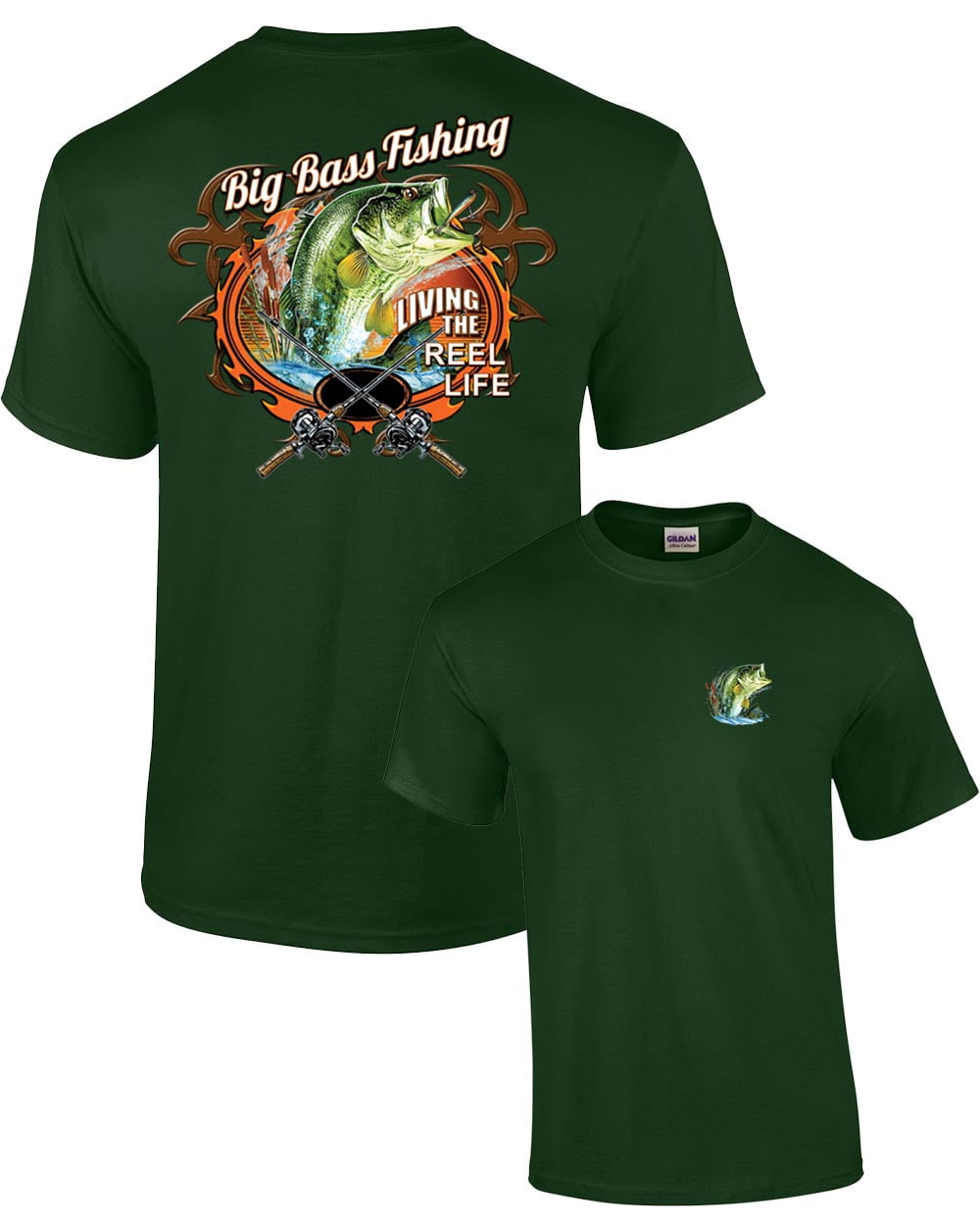 Fishing T-shirt Big Bass Fishing-White-Xxxl 