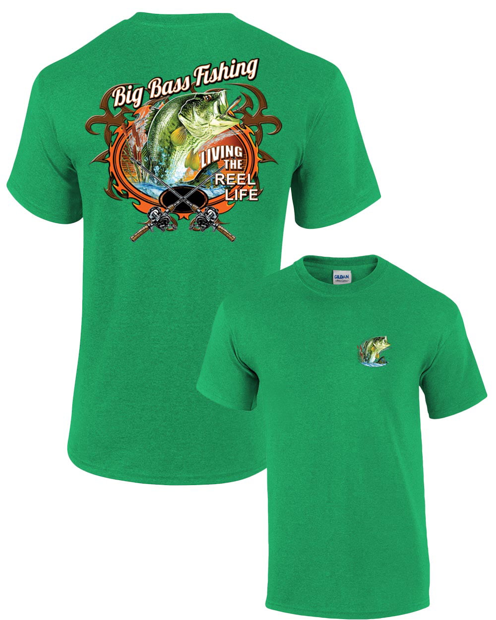 Fishing T-shirt Big Bass Fishing-kelly-xxxl