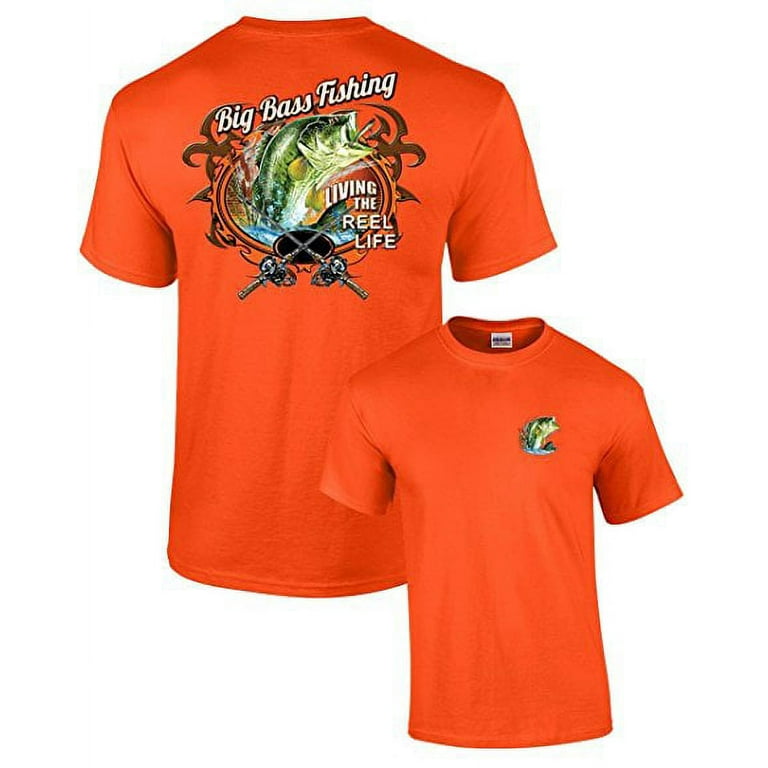 Fishing T-shirt Big Bass Fishing-orange-xxl