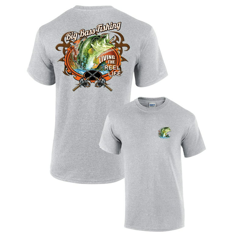 Fishing T-shirt Big Bass Fishing-sportsgray-5xl