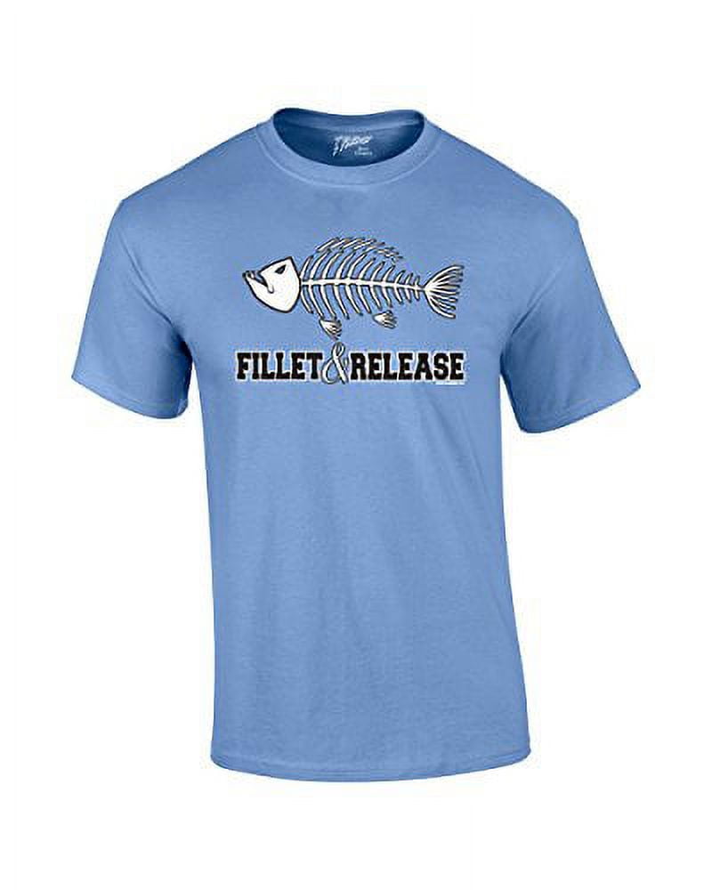 Fishing T-shirt Fillet and Release Fish Bones Tee Funny Humorous Fisherman Fish  Tee Bass Trout Salmon Walleye Crappie-Carolina-Smal 