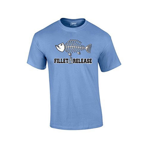 Fishing T-shirt Fillet and Release Fish Bones Tee Funny Humorous Fisherman Fish Tee Bass Trout Salmon Walleye Crappie-Carolina-Smal