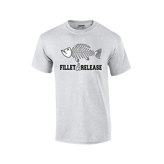 Fishing T-shirt Fillet and Release Fish Bones Tee Funny Humorous Fisherman Fish Tee Bass Trout Salmon Walleye Crappie-Lightgrey-6Xl