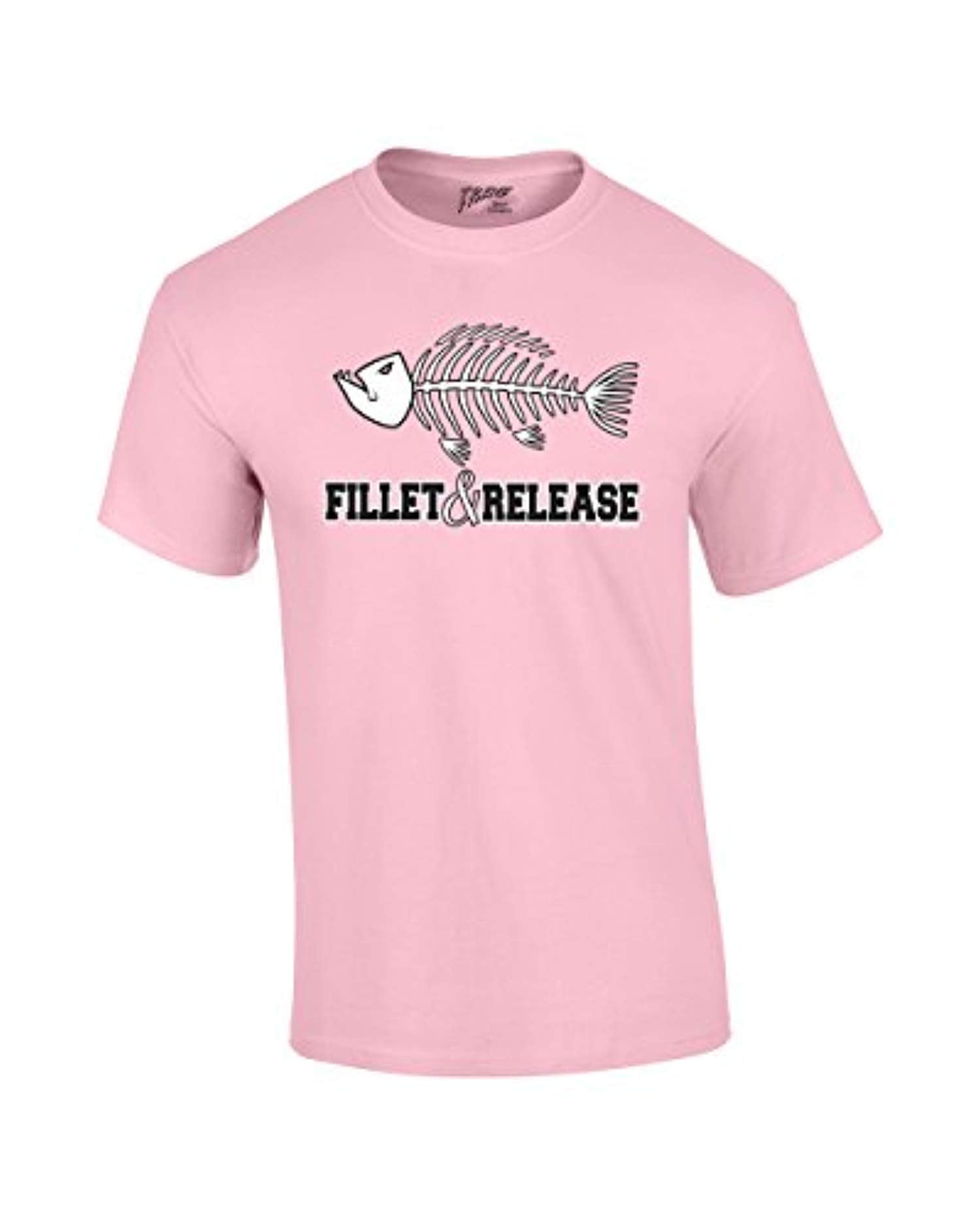 Fishing T-shirt Fillet and Release Fish Bones Tee Funny Humorous Fisherman  Fish Tee Bass Trout Salmon Walleye Crappie-Sportsgray-La