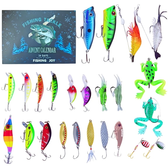Fishing Tackle Advent Calendar 2026 24 Day Countdown Mystery Box Lure Set With Surprises For Anglers Adults(10.2x7.1in)