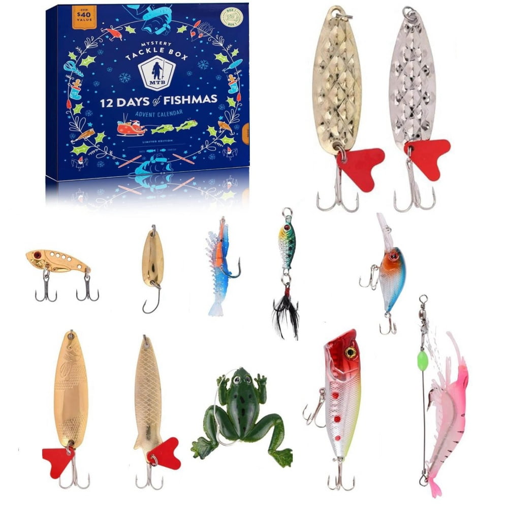 Fishing Tackle Advent Calendar 24 Days Fishing Lures Set Box for Men