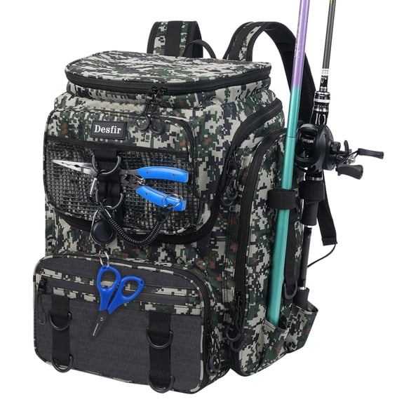Fishing Tackle Backpack, 50L Capacity, Waterproof Fishing Gear Bag