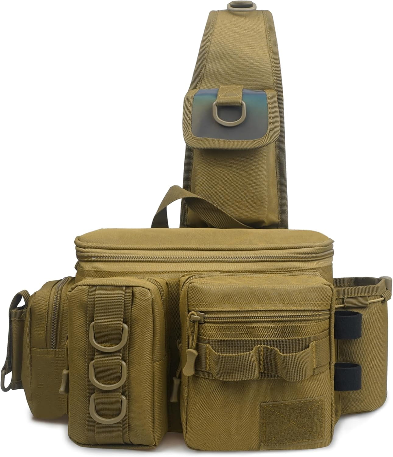Fishing Tackle Bag with Rod Holder,Fly Fishing Sling Bag Pack Waterproof Cross Body Sling Bag Fishing Panny Pack Waist Bag Backpack Portable Fishing Tackle Box Storage Bag Gift for Men