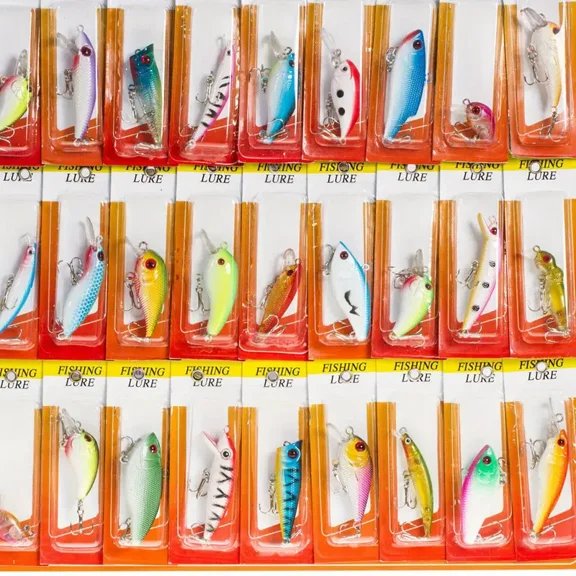 Fishing Tackle Bass Fishing Lures Kit - 30pcs Mixed Color PP Fishing Lures Crankbaits Hooks Minnow Baits - Lot of Fishing Gear and Equipment