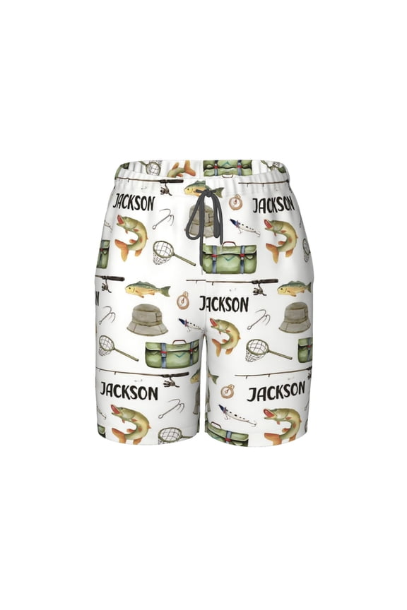 Fishing Tackle Beach Pants Teen Shorts with Mesh Lining and Drawstring
