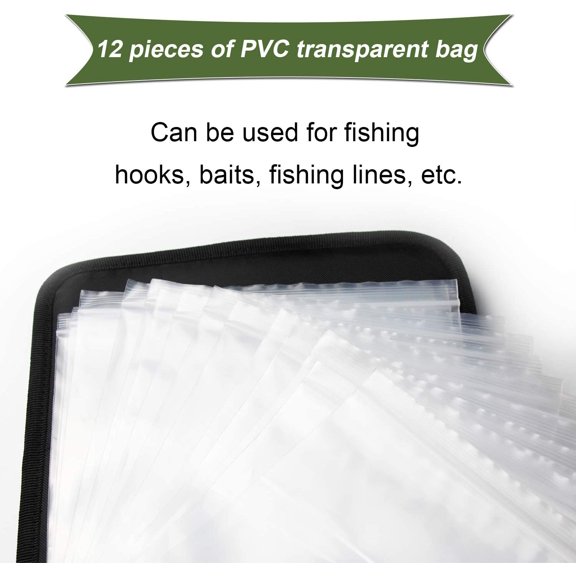 Fishing Tackle Binder, Lure Storage Bag, Soft Bait Binder, Fishing Organized Storage Rig Bag for Baits, Rigs, Jigs and Lines, Suitable for Fresh Water and Saltwater (Black camouflage/9.5" * 8.3")