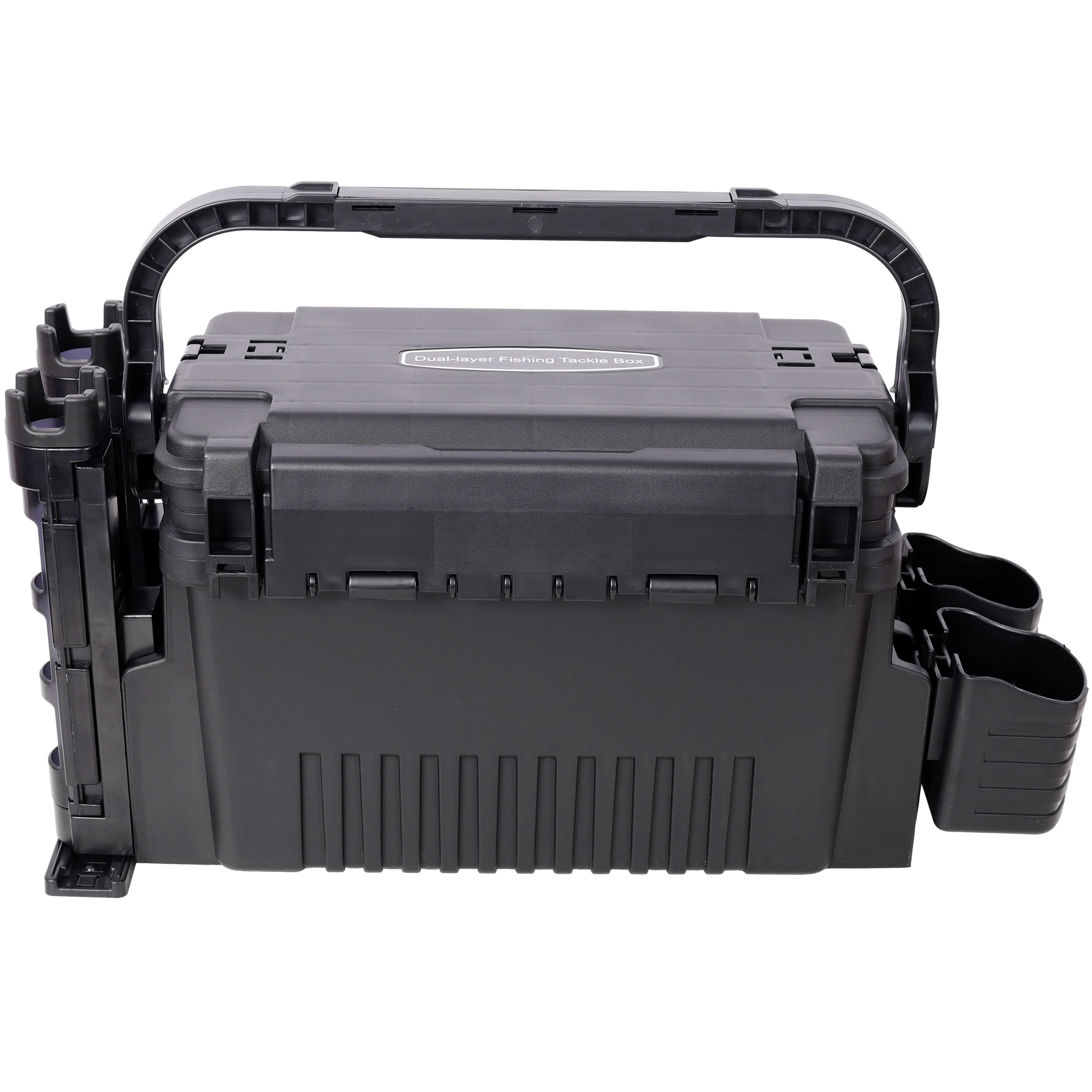 Fishing Tackle Box Organizer with 2 Rod Holders, Dual-Layer Large ...
