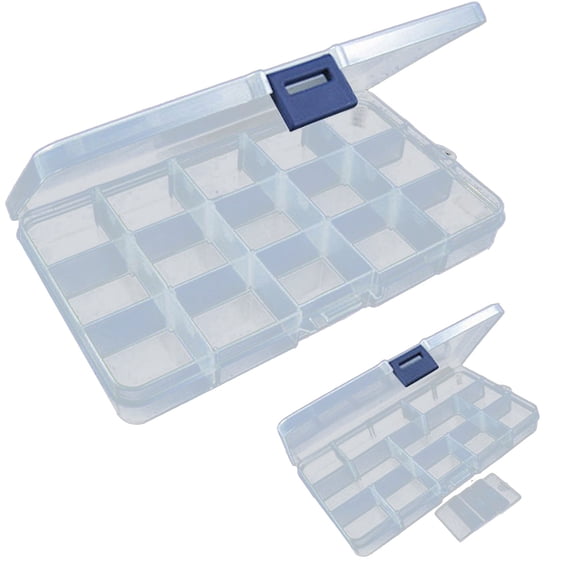 Fishing Tackle Box, Transparent Plastic Divided Storage Case, 1Pc Multi-Compartment Fishing Gear Organizer, Secure Latch Small Parts Holder, Clear Hard-Shell Design for Sorting