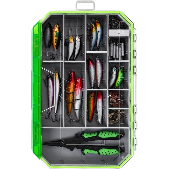 Fishing Tackle Box, Waterproof 3600 and 3700 Tackle Trays, Plastic Tackle Box Organizer with Removable Dividers, Storage Lure Box and Terminal Tackle Storage