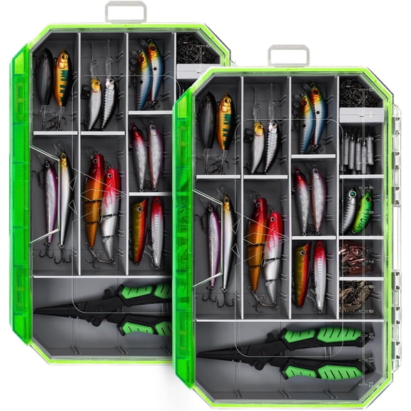 Fishing Tackle Box, Waterproof 3600 and 3700 Tackle Trays, Plastic Tackle Box Organizer with Removable Dividers, Storage Lure Box and Terminal Tackle Storage