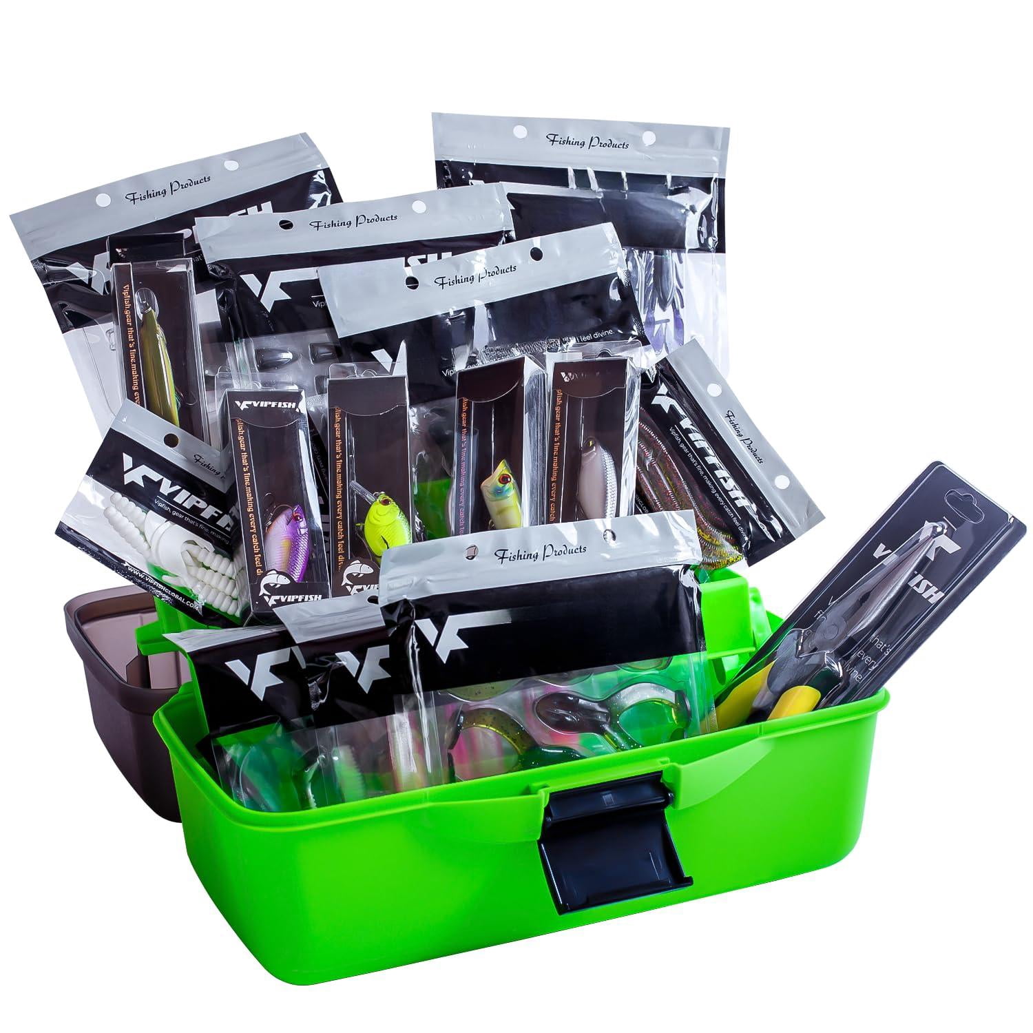 Fishing Tackle Box With Included Lures  Hooks Weights 3-layer Freshwater Kit For Bass Trout Walleye Gear And Equipment Gift Fishingman