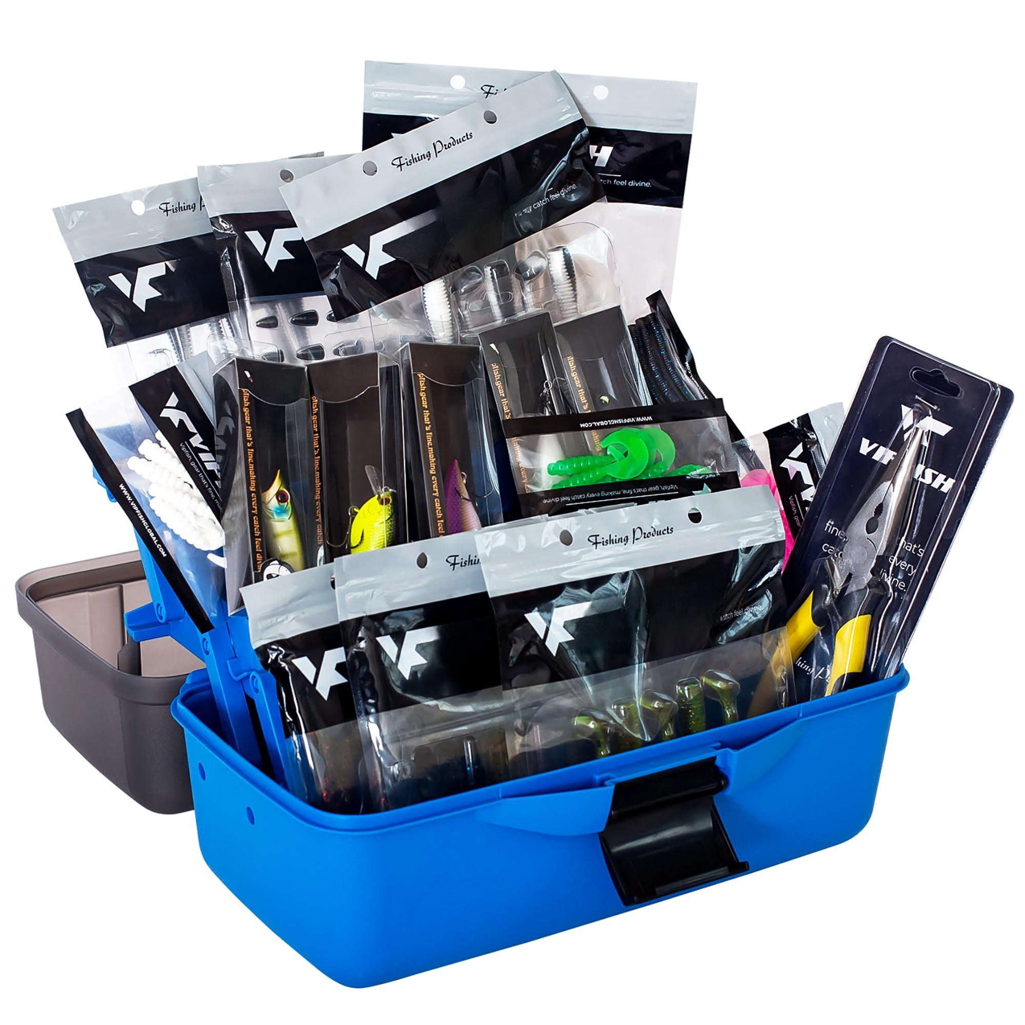 Fishing Tackle Box With Included Lures  Hooks Weights 3-layer Freshwater Kit For Bass Trout Walleye Gear And Equipment Gift Fishingman