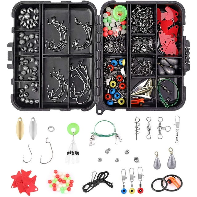 Fishing Tackle Kit, 210Pcs Basic Fishing Hooks Assortment, Including