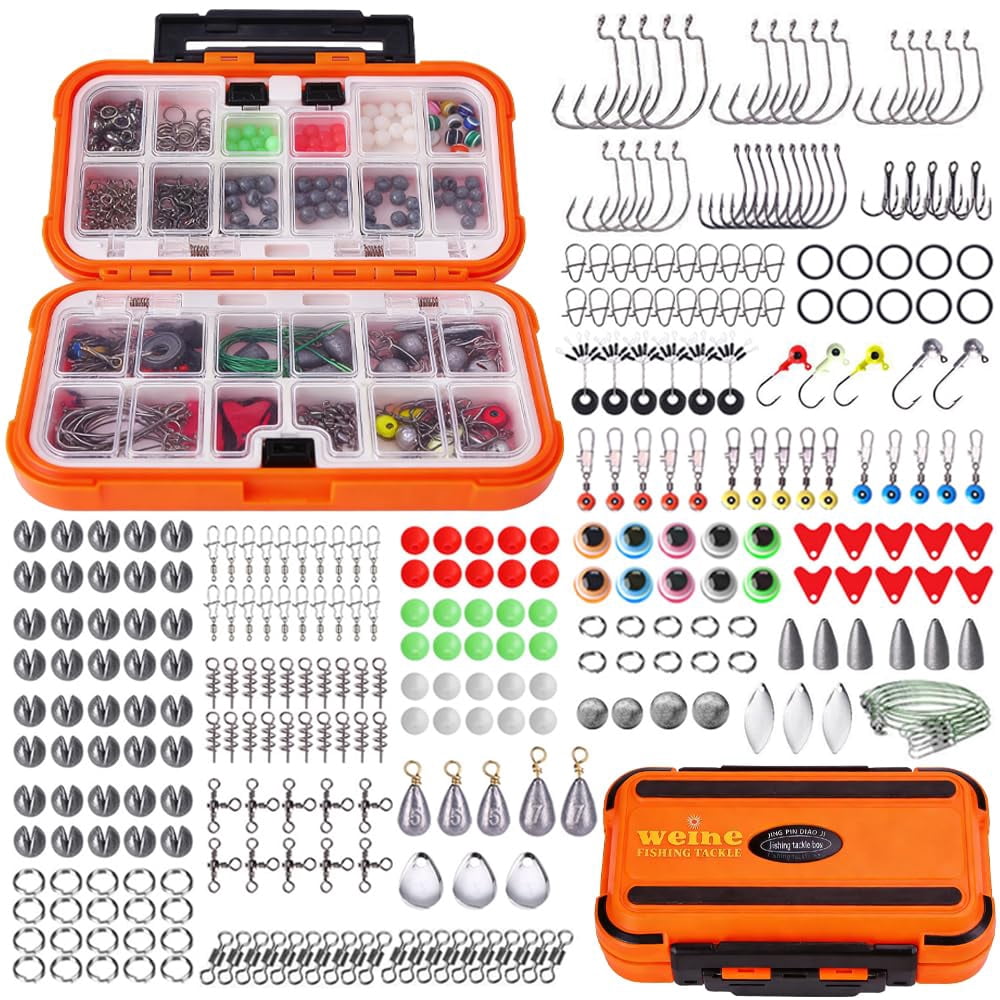 Fishing Tackle Kit  308pcs Accessories Hooks Split Shot Weights Swivels Beads Lures -fishing Gear Set For Bass Trout Catfish Ideal Gifts Men