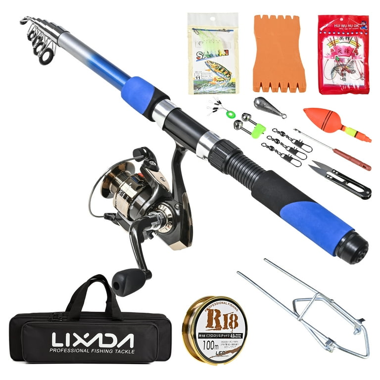 Eccomum Kids Fishing Pole with Spincast Reel Telescopic Fishing Rod Combo  Full Kits for Boys, Girls, and Adults 