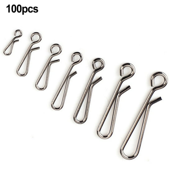 Fishing Tackle Stainless Steel Rig Clips Snap Weight Bait Swivels pack of 100