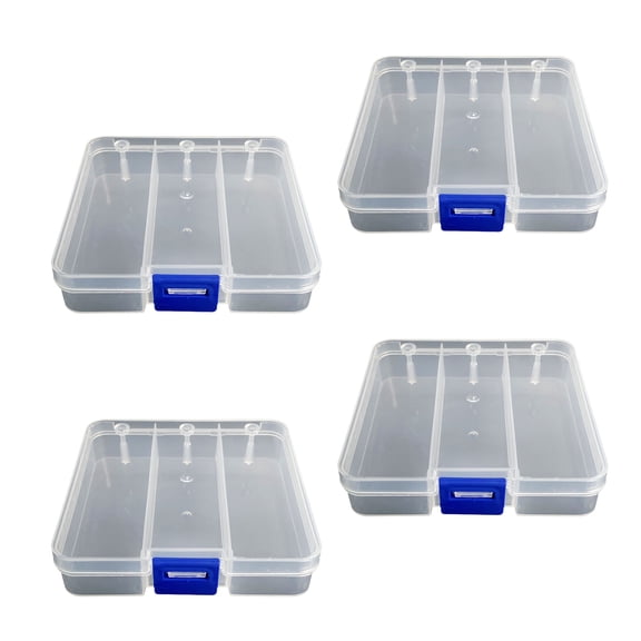 Fishing Tackles Container With Lid 3 Sections Clear ABS Storage Box Beads Organiser For Baits Hook Lures Beads
