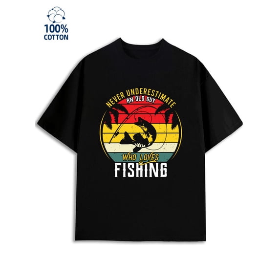 Fishing Tee men's funny humor 180G 100% Cotton black husband vintage Unique Design Unisex Shirt Short Sleeve tshirts Trendy Unisex Shirt Crewneck tshirts Original Unisex Shirt Graphic tshirts