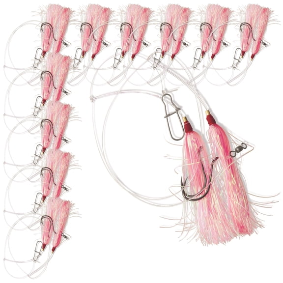 Fishing Terminal Tackle Pink 10 Pack Saltwater Fluke Flounder Rig