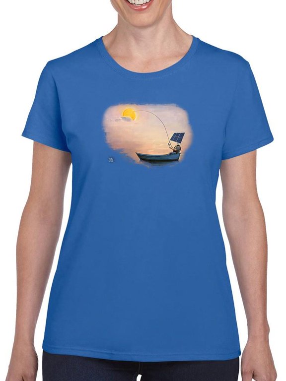 Fishing The Sun T-Shirt Women -Ali Rastroo Designs, Female 3X-Large