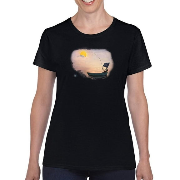 Fishing The Sun T-Shirt Women -Ali Rastroo Designs, Female Medium