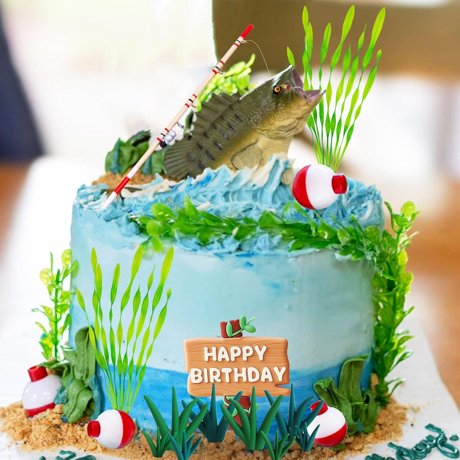 Fishing-themed Birthday Cake Decoration Set - Fisherman Party Decor ...