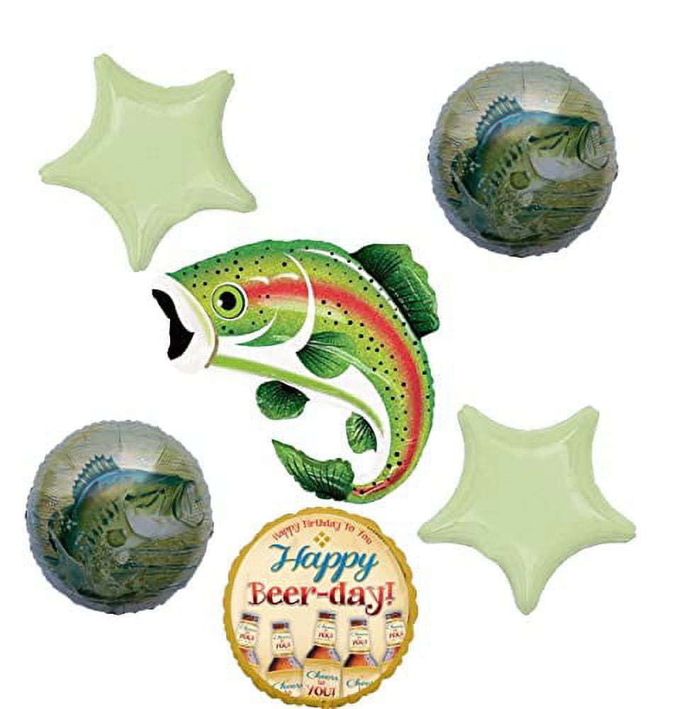 Fishing Theme Birthday Party Balloon Bouquet Bass and Trout