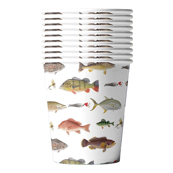 Fishing Theme Birthday Party Supplies - 10-Count Decorative Paper Plates & Disposable Tableware Set,Festive Fish Design for Kids & Adult Gatherings (Easy Cleanup)