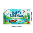 thumbnail image 1 of Fishing Theme Happy Birthday Backdrop Banner Background Decorations for Birthday Party Photography Props Party Supplies Outdoor Celebrations, 1 of 8