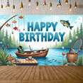 thumbnail image 1 of Fishing Theme Party Banner Decorative Design Outdoor Celebration for Birthday Party Kids Event Nature Lover, 1 of 9