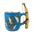 thumbnail image 1 of Fishing Themed Ceramic Mug with Fish Design & Mini Fishing Rod Handle | Unique Coffee Mug for Anglers & Outdoor Enthusiasts, Perfect for Home, Office, or Camping, 1 of 5