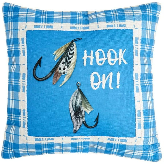 Fishing and Lake Themed Embroidered Decorative Pillow