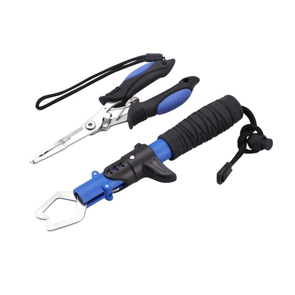 Fishing Tool Kit Stainless Steel Pliers Lip Grim Remover Split Fly Fishing Gear Set -Function Accessories for Anglers Craft, Blue