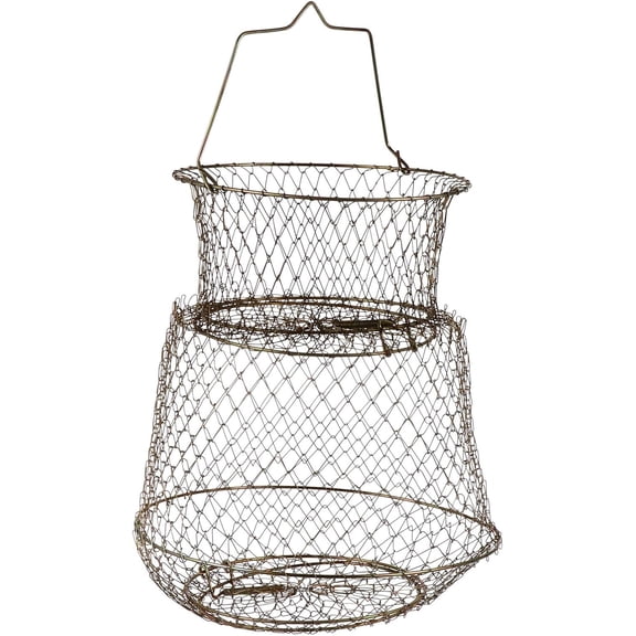 Fishing Trap Net Foldable Steel Wire Cage 25cm for Shrimp Fish Minnow Catching Tool