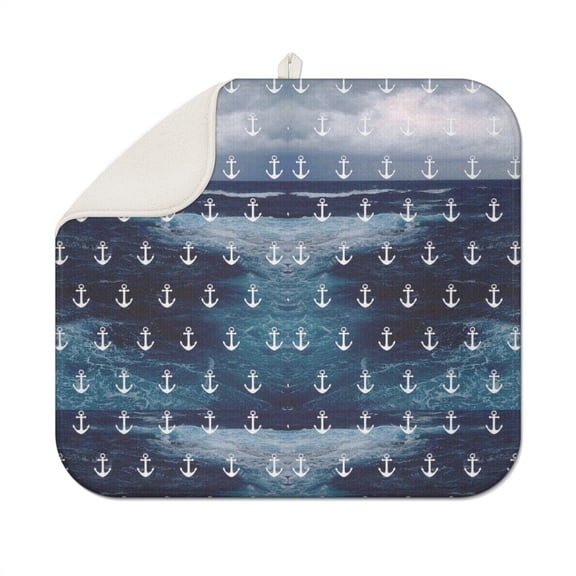 Fishing Travel Coffee Mat Nautical Anchor Boat Sea Seaside Coastal Marine Waves Ocean Lighthouse Anchors Map Beach Tropical Summer Compass Coral For Kitchen Counter Use