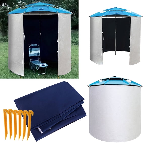 Fishing Umbrella Sunshade Apron, Rvkxad Outdoor Double Layer Half Cloth Parasol Accessory, Rainproof Windproof Sunscreen 360 Protection for Fishing Umbrella 4.6x1.65m