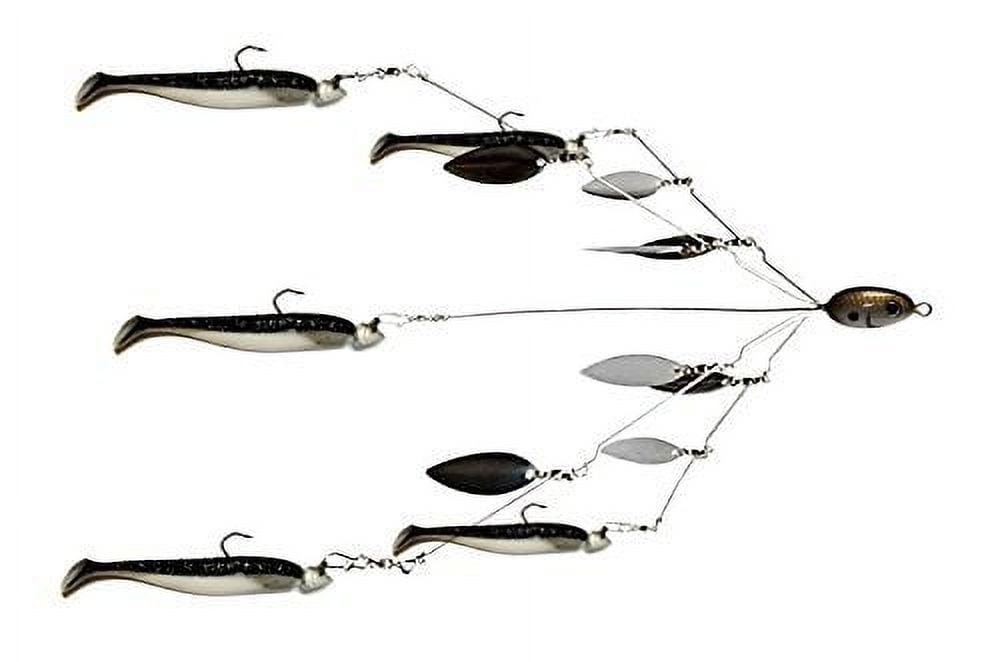 Fishing Vault Fully Rigged 5 Arms 8 Bladed Alabama Umbrella Rig Bass Fishing  Lure with Swim Baits and Jig Heads Included 
