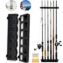Fishing Vertical Rod Holder, Fishing Pole Holder, Wall Mount Fishing Rod Rack Holder Stand, 6 Horizontal Fishing Pole Storage Organizer for Garage,Boat, Truck, Ground,DIY Fishing Gear Fishing Gift