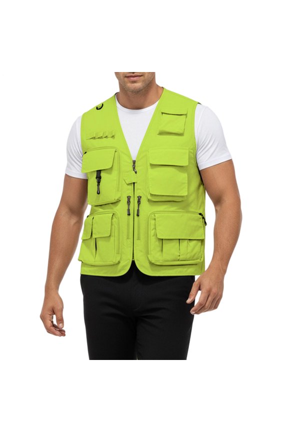 Fishing Vests for Men Zip Up Outdoor Work Safari Photo Fishing Vests with Multi-Pockets for Travel Climbing