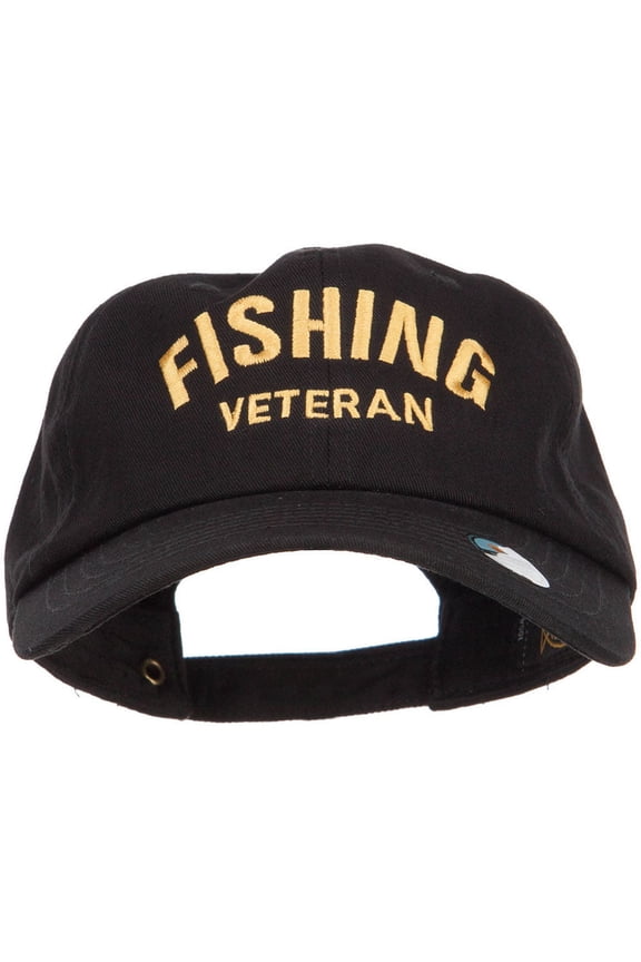 Fishing Veteran Embroidered Unstructured Cap - Black OSFM