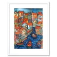 thumbnail image 1 of Fishing Village Canal Folk Art Watercolour Painting Artwork Framed Print Wall Art 9X7 Inch, 1 of 5