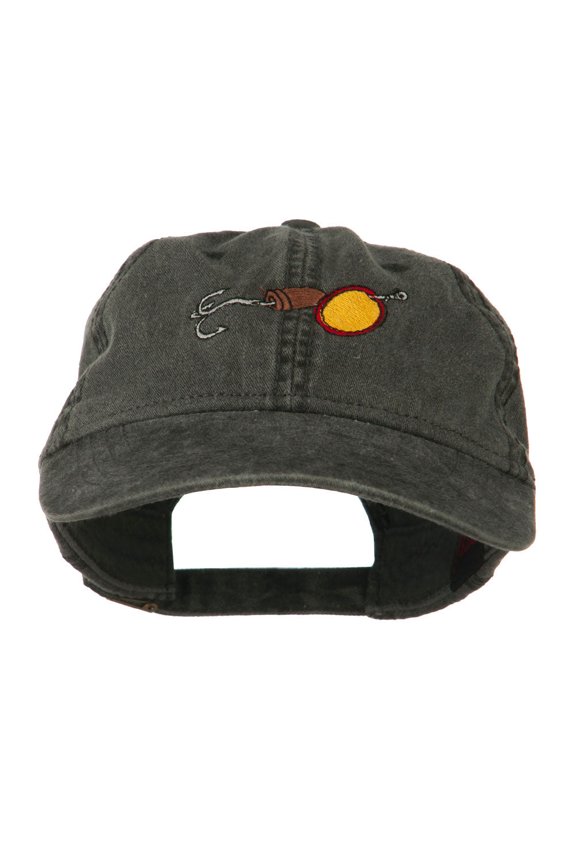 Fishing Walleye Lure Embroidered Washed Cap - Black OSFM