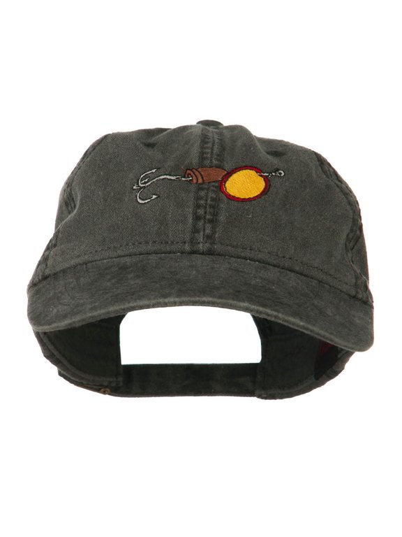 Fishing Walleye Lure Embroidered Washed Cap - Black OSFM
