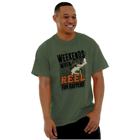 Fishing Weekend When Reel Fun Happens Plus Size Crewneck Graphic Tee Shirt Brisco Brands 3X