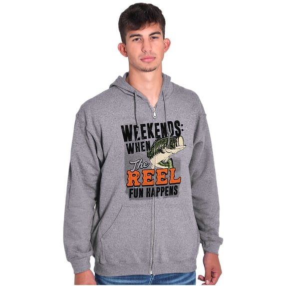 Fishing Weekend When Reel Fun Happens Zip Up Hoodie Men's Women's Brisco Brands X